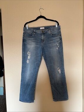 Big Star Kate Crop Straight Distressed Jeans Light Wash Size 14